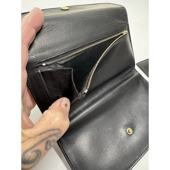 VTG Coach Wallet Black Leather Long Slim Card Organizer Checkbook Insert - Picture 12 of 16